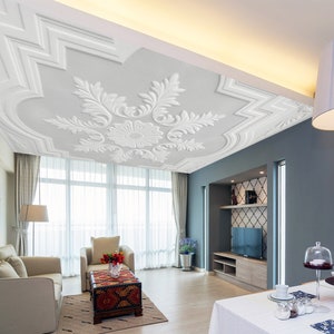 3D gesneden witte patronen CA3362 plafond behang verwijderbare zelfklevende behang grote peel & stick behang muurschildering