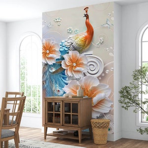 3D Animal Tallado Pavo Real L1553 Papel Pintado Removible Papel Pintado Autoadhesivo Papel Pintado Extra Grande Peel & Stick Papel Pintado Mural AJ WALLPAPERS
