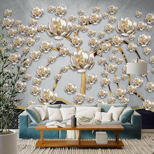 3D Gorgeous Flowers L2222 Papel pintado removible Papel pintado autoadhesivo Extra grande Peel & Stick Wallpaper Mural AJ WALLPAPERS