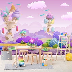 3D Ice Cream Castle L513 Papel pintado extraíble Papel tapiz autoadhesivo Extra grande Peel & Stick Papel tapiz Papel tapiz Mural AJ WALLPAPERS