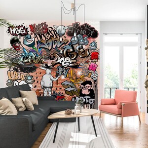 3D Graffiti Imagination L2805 Papel de parede removível Papel de parede autoadesivo Extra grande Peel & Stick Papel de parede Mural AJ PAPÉIS DE PAREDE