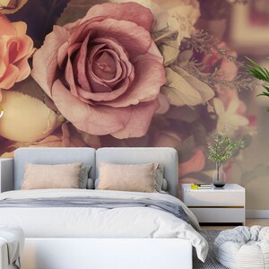 3D Vintage Purple Rose L1619 Papel pintado removible Papel pintado autoadhesivo Extra grande Peel & Stick Wallpaper Mural AJ WALLPAPERS