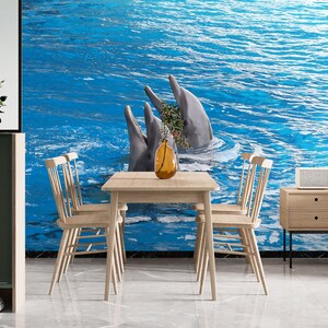 3D Tier grauer Delfin L1299 abnehmbare Tapete selbstklebende Tapete Extra große Peel & Stick Wallpaper Tapete Wandbild AJ HINTERGRUNDBILDER
