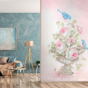 3D Pfingstrose Blau Vogel Tier A4251 abnehmbare Tapete selbstklebend Tapete große Schale & Klebetapete Tapete Wandbild Debi Coules