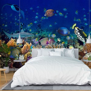 3D Tier Fisch Tapete L1725 Ablösbare Tapete selbstklebende Tapete Extra große Peel & Stick Wallpaper Tapete Wandbild AJ HINTERGRUNDBILDER