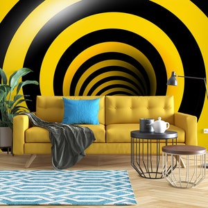 3D Grappig Zwart Geel R1026 Verwijderbaar Behang Zelfklevend Behang Extra Grote Peel &Stick Wallpaper Wallpaper Mural AJ WALLPAPERS