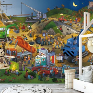 3D Baustelle E374 abnehmbare Tapete selbstklebende Tapete Extra große Peel & Stick Wallpaper Wallpaper Wandbild AJ WALLPAPERS