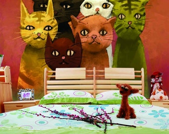 Poster Mural 3D Chat Mignon – Stickers Muraux Décalcomanie – Personnalisable – Neuf
