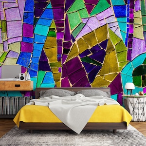3D buntes Glas Stil L1338 abnehmbare Tapete selbstklebende Tapete Extra große Peel & Stick Wallpaper Tapete Wandbild AJ HINTERGRUNDBILDER