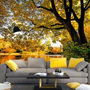3D Herbst Wald See L1663 Abnehmbare Tapete selbstklebende Tapete Extra große Peel & Stick Wallpaper Tapete Wandbild AJ HINTERGRUNDBILDER