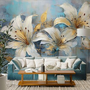 3D Blooming Flowers L1762 Papel pintado removible Papel pintado autoadhesivo Extra grande Peel & Stick Wallpaper Mural AJ WALLPAPERS