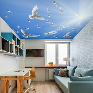 3D Viele Vögel CA616 Deckentapete abnehmbare selbstklebende Tapete große Schale & Klebetapete Tapete Wandbild AJ TAPETEN