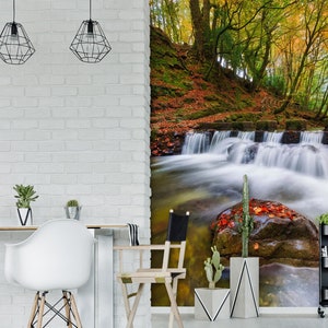 3D Forest Creek Time R1219 abnehmbare Tapete selbstklebend Tapete extra groß Peel & Stick Tapete Tapete Wandbild AJ WALLPAPERS