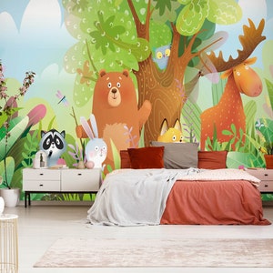 3D Friendly Animals L2863 Papel de parede removível Papel de parede autoadesivo Extra grande Peel & Stick Papel de parede Mural AJ PAPÉIS DE PAREDE