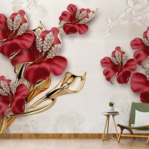 3D Diamant Blumen L1180 Ablösbare Tapete selbstklebende Tapete Extra große Peel & Stick Wallpaper Wallpaper Wandbild AJ HINTERGRUNDBILDER