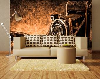 3D Old Black Camera R5200 Fondo de pantalla extraíble Fondo de pantalla autoadhesivo Extra grande Peel & Stick Wallpaper Wallpaper Mural AJ WALLPAPERS