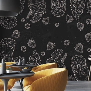 3D Ice Cream Chalk Drawing R6611 Verwijderbaar Behang Zelfklevend Behang Peel &Stick Wallpaper Wallpaper Mural AJ WALLPAPERS