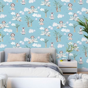 3D Sky Cute Animals L2565 Papel pintado removible Papel pintado autoadhesivo Papel pintado extra grande Peel & Stick Papel pintado Mural AJ WALLPAPERS
