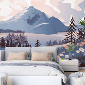 3D Snow Mountain Painting L1653 Papel pintado removible Papel pintado autoadhesivo Extra grande Peel & Stick Wallpaper Mural AJ WALLPAPERS