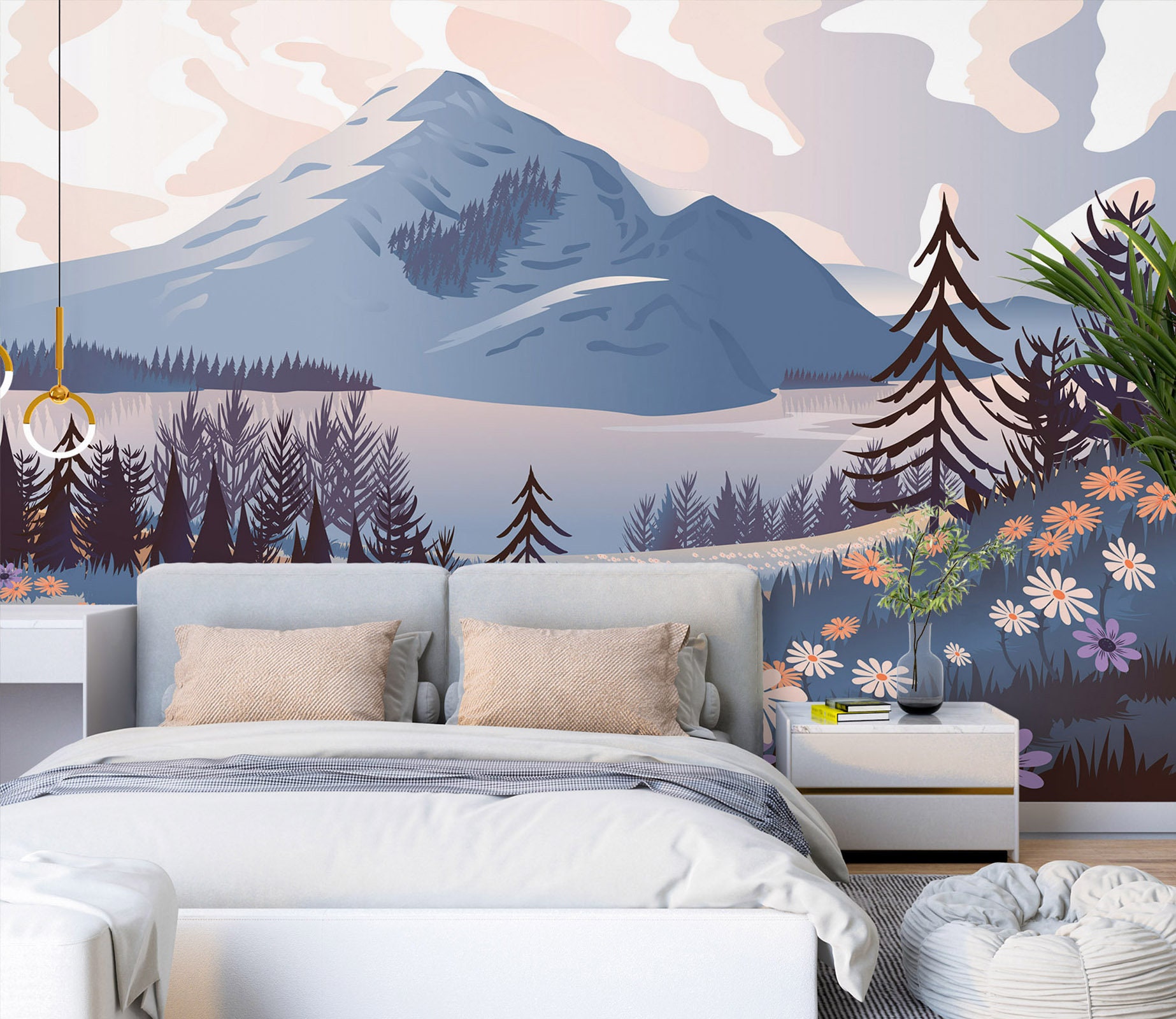 3D SNOW MOUNTAIN Lake Scenery Wall Murals Wallpaper Murals Wall Sticker