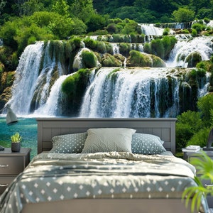3D Sommer schöner Wasserfall R1389 abnehmbare Tapete selbstklebend Tapete extra groß Peel & Stick Tapete Tapete Wandbild AJ WALLPAPERS