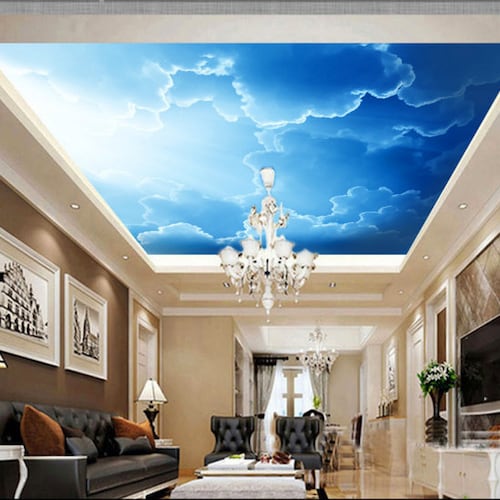 3D Blue Sky and Clouds CA249 Ceiling Wallpaper Removable Self Etsy