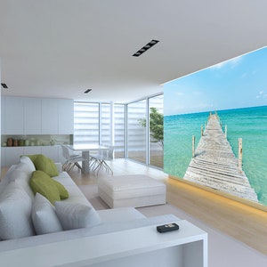 3D Sea Boardwalk R4675 abnehmbare Tapete selbstklebend Tapete extra groß Peel & Stick Tapete Tapete Wandbild AJ WALLPAPERS