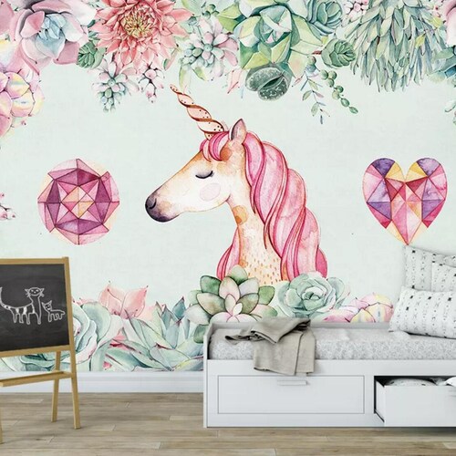 Unicorn Wallpaper Removable Wallpaper Peel and Stick Etsy