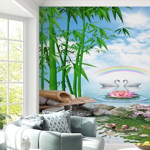 3D Tier weißer Schwan L1187 Ablösbare Tapete selbstklebende Tapete Extra große Peel & Stick Wallpaper Wallpaper Wandbild AJ HINTERGRUNDBILDER