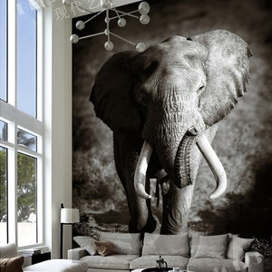 3D Elephant D417 Fonds peint amovible Auto-adhésif Fonds d'écran Extra Large Peel - Stick Wallpaper Wallpaper Mural AJ WALLPAPER Wallpaper AJ WALLPAPER