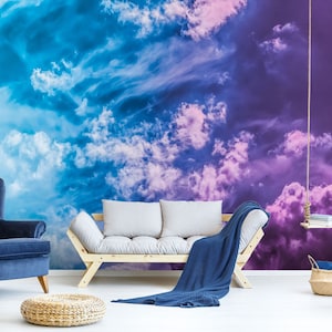 3D Blau Lila Himmel R6315 abnehmbare Tapete selbstklebend Tapete extra groß Peel & Stick Tapete Tapete Wandbild AJ WALLPAPERS