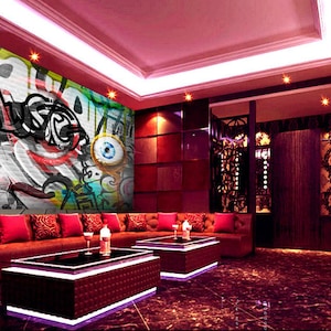 3D abstract Graffiti C90 Fondos de pantalla extraíbles Autoadhesivo Fondo de pantalla Extra grande Peel & Stick Wallpaper Mural AJ WALLPAPERSS