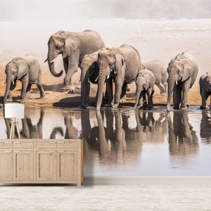 3D Elephant Family R4219 Papier peint amovible Papier peint auto-adhésif Extra Large Peel & Stick Wallpaper Wallpaper Mural AJ WALLPAPERS