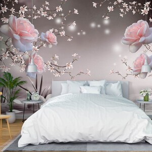 3D Flores rosa claro L2545 Papel pintado removible Papel pintado autoadhesivo Papel pintado extra grande Peel & Stick Papel pintado Mural AJ WALLPAPERS