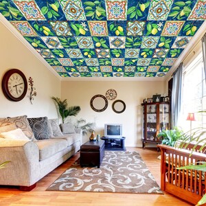 3D Yellow Lemons CA1587 Ceiling Wallpaper Removable Self Adhesive Wallpaper Large Peel & Stick Wallpaper Wallpaper Mural AJ WALLPAPERS