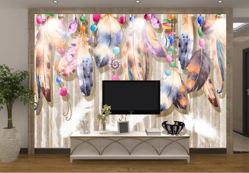 3D Color Feather A2314 Removable Wallpaper Self Adhesive Wallpaper Extra Large Peel /& Stick Wallpaper Wallpaper Mural AJ WALLPAPERS