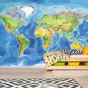 3d clássico mapa do mundo l1010 papel de parede removível auto adesivo extra grande casca & vara papel de parede mural aj papéis de parede