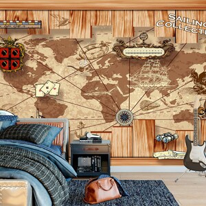 3D Carta Náutica R1173 Papel de Parede Removível Papel de Parede Autoadesivo Extra Grande Peel & Stick Papel de Parede Mural AJ PAPÉIS DE PAREDE