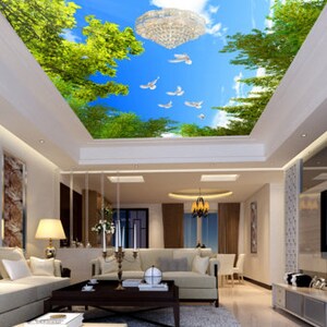 3D verde árbol paloma CC321 papel pintado de techo extraíble autoadhesivo fondo de pantalla grande peel & Stick Wallpaper Mural AJ WALLPAPERS