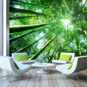 3D Sunshine Bamboo Forest R4435 abnehmbare Tapete selbstklebend Tapete extra groß Peel & Stick Tapete Tapete Wandbild AJ WALLPAPERS