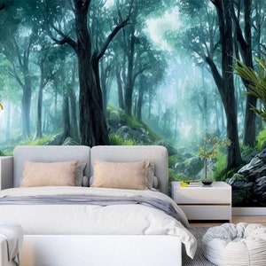 3D Nature Forest Painting L3023 Papel pintado removible Papel pintado autoadhesivo Extra grande Peel & Stick Wallpaper Mural AJ WALLPAPERS