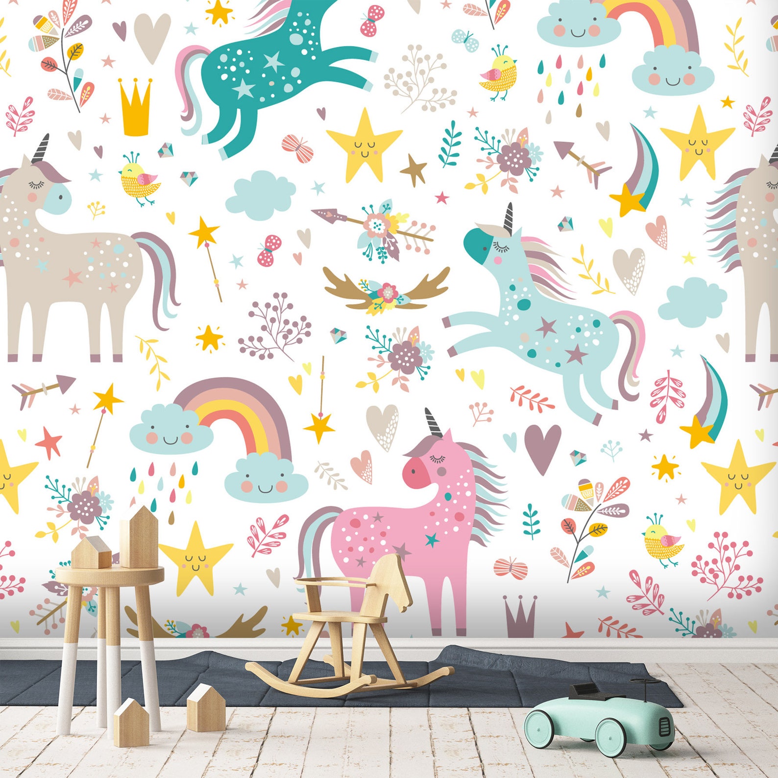 3D Popular Unicorn KIDS 190 Removable Wallpaper Self Adhesive - Etsy