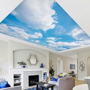 3D Cotton Clouds CA985 Ceiling Wallpaper Removable Self Adhesive Wallpaper Large Peel & Stick Wallpaper Wallpaper Mural AJ WALLPAPERS