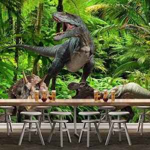 3D Sommer Wald Dinosaurier R4866 abnehmbare Tapete selbstklebend Tapete extra groß Peel & Stick Tapete Tapete Wandbild AJ WALLPAPERS
