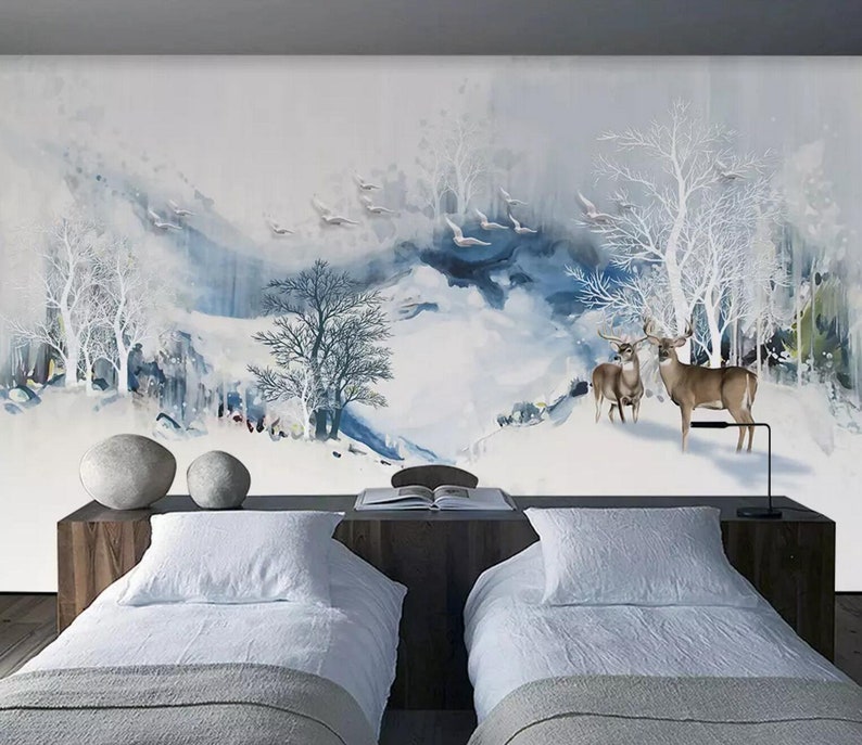 3D Snowy Mountain A471 Removable Wallpaper Self Adhesive Etsy