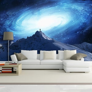3D Snow Mountain Galaxy R5238 Fondo de pantalla extraíble Fondo de pantalla autoadhesivo Papel tapiz extra grande Peel & Stick Wallpaper Wallpaper Mural AJ WALLPAPERS