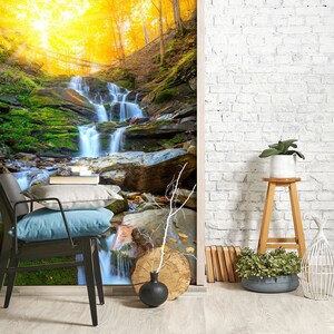 3D Sunshine Yellow Forest R6102 abnehmbare Tapete selbstklebend Tapete extra groß Peel & Stick Tapete Tapete Wandbild AJ WALLPAPERS