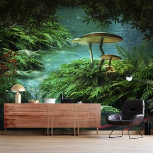3D Fantasy Pilze L1412 abnehmbare Tapete Selbstklebende Tapete extra groß Peel & Stick Tapete Tapete Wandbild AJ WALLPAPERS