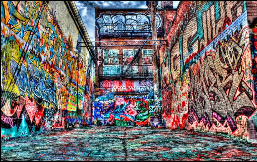 3D Graffiti Wall Windows A1018 Removable Wallpaper Self Adhesive
