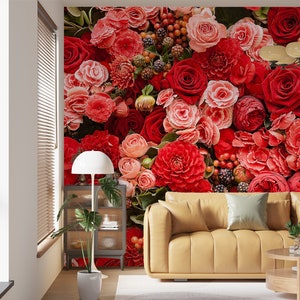 3D rote Rose Blumen L1317 abnehmbare Tapete selbstklebende Tapete Extra große Peel & Stick Wallpaper Wallpaper Wandbild AJ HINTERGRUNDBILDER